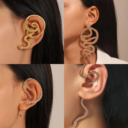 Hip-Hop Punk Streetwear Heart Shape Snake Dragon Alloy Metal Copper Plating 18k Gold Plated Gold Plated Silver Plated Women'S Ear Clips