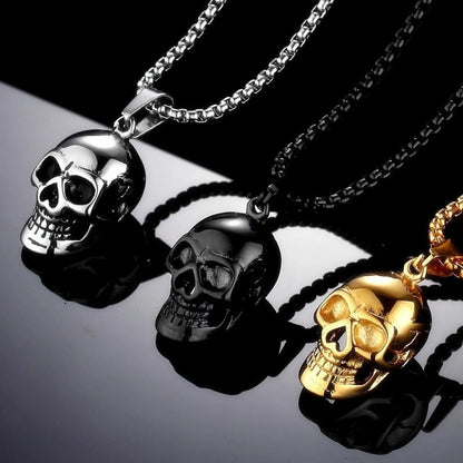 Hip-Hop Punk Streetwear Skull Stainless Steel Alloy Iron Plating Men'S Pendant Necklace