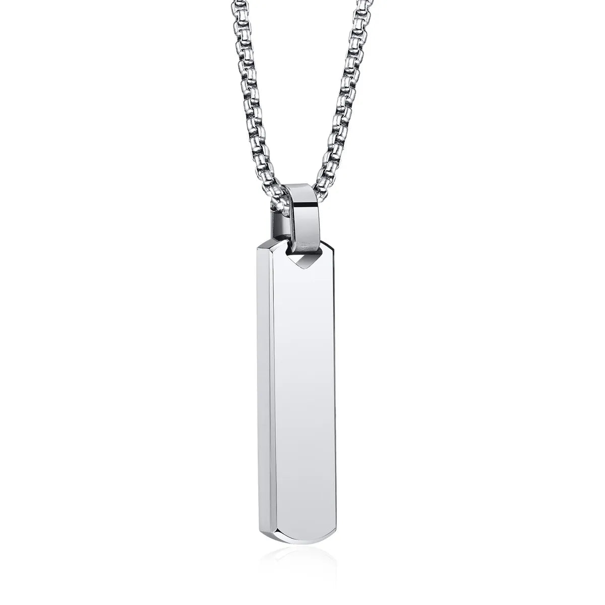 Hip-Hop Rectangle Stainless Steel Men'S Pendant Necklace