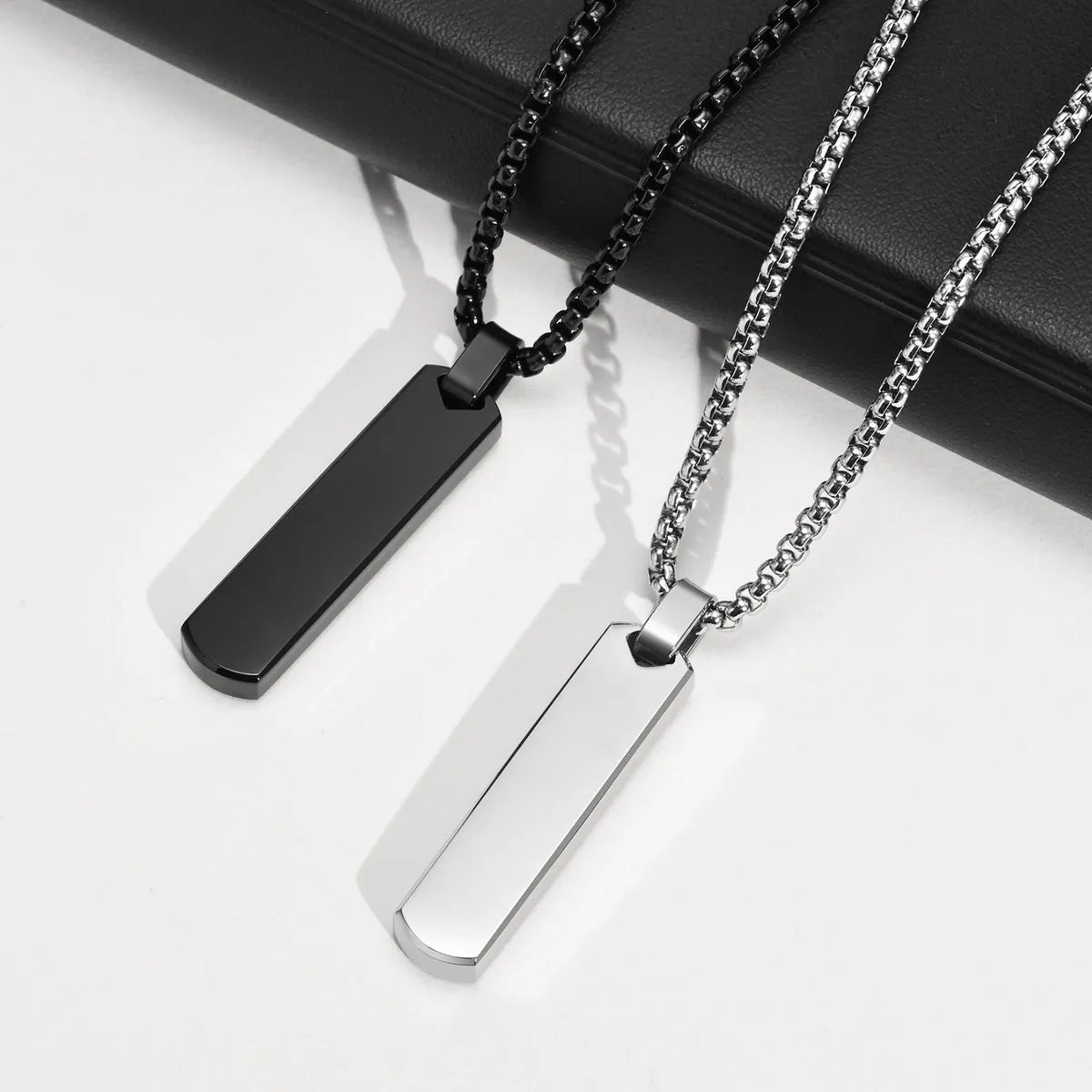 Hip-Hop Rectangle Stainless Steel Men'S Pendant Necklace