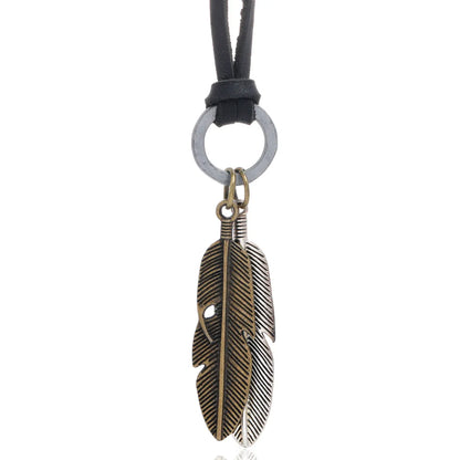 Hip-Hop Retro Alloy Feather Adjustable Necklace