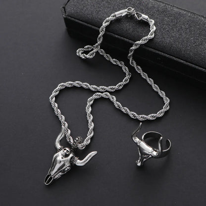 Hip-Hop Retro Animal Alloy Asymmetrical Men's Jewelry Set