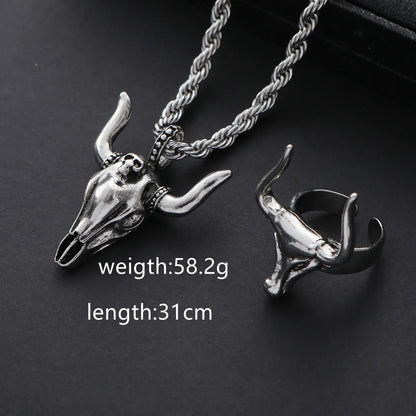 Hip-Hop Retro Animal Alloy Asymmetrical Men's Jewelry Set