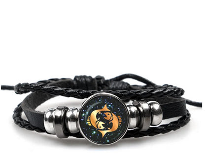 Hip-Hop Retro Animal Constellation CCB Pu Leather Braid Unisex Drawstring Bracelets