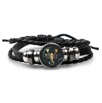 Hip-Hop Retro Animal Constellation CCB Pu Leather Braid Unisex Drawstring Bracelets