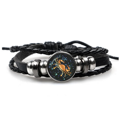 Hip-Hop Retro Animal Constellation CCB Pu Leather Braid Unisex Drawstring Bracelets