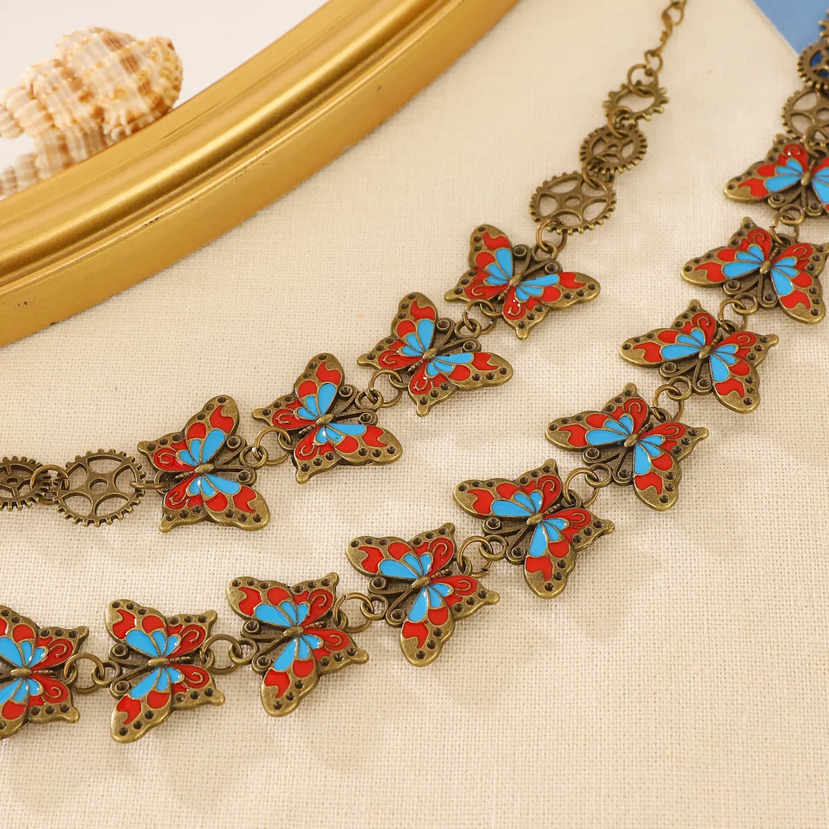 Hip-Hop Retro Butterfly Alloy Enamel Women'S Jewelry Set