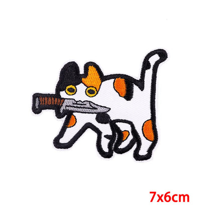 Hip-Hop Retro Cat Embroidery Thread Cloth Sticker 1 Piece