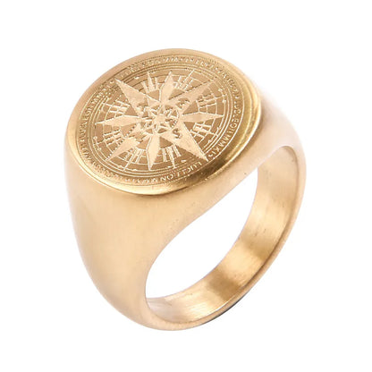 Hip-Hop Retro Classic Style Solid Color Titanium Steel Plating 18K Gold Plated Men'S Rings