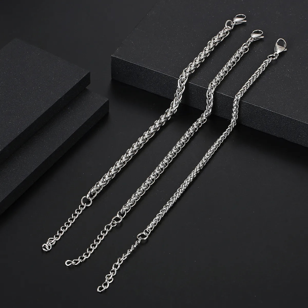 Hip-Hop Retro Classic Style Solid Color 304 Stainless Steel Polishing Chain Men'S Bracelets