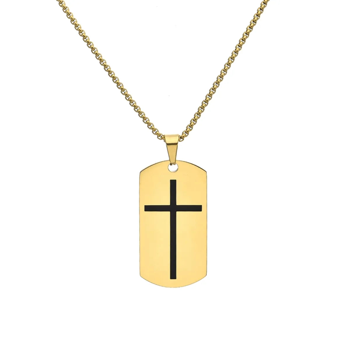 Hip-Hop Retro Color Block 304 Stainless Steel Plating 18K Gold Plated Men'S Pendant Necklace