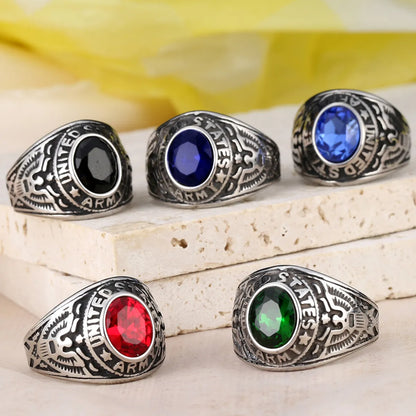 Hip-Hop Retro Color Block 316 Stainless Steel  Inlay Glass Stone Men'S Rings