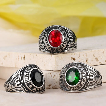 Hip-Hop Retro Color Block 316 Stainless Steel  Inlay Glass Stone Men'S Rings