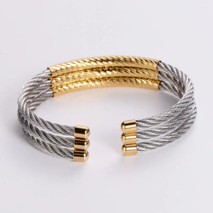 Hip-Hop Retro Color Block Titanium Steel Bangle In Bulk