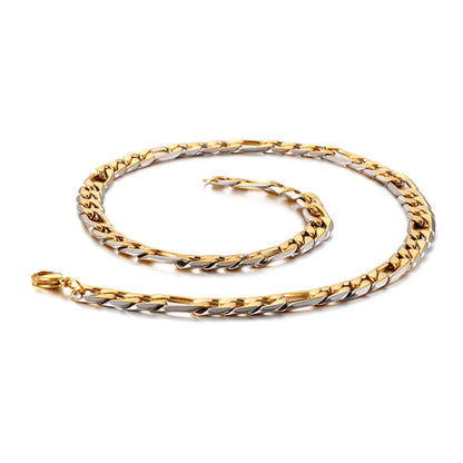 Hip-Hop Retro Color Block Titanium Steel Chain 18K Gold Plated Men'S Necklace