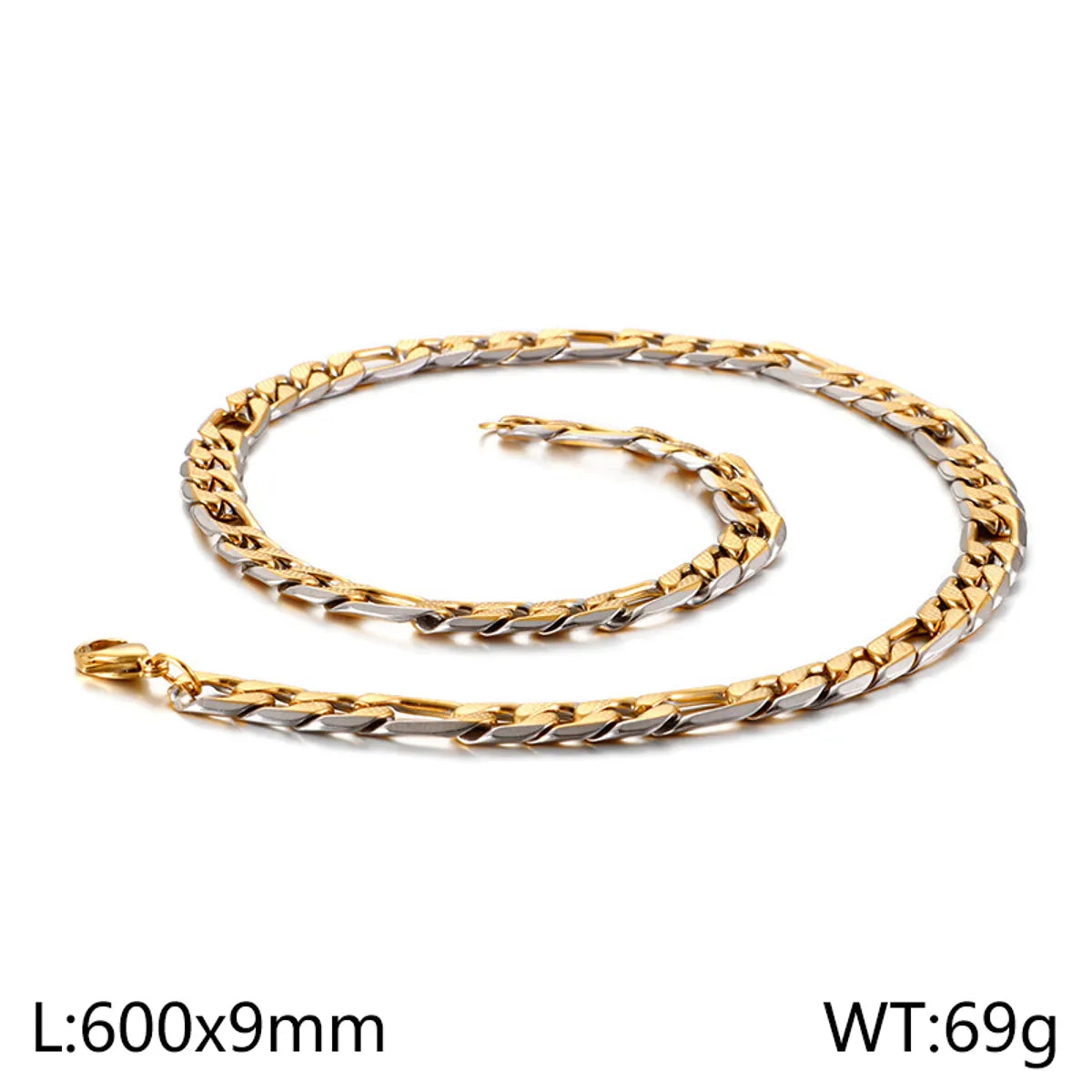 Hip-Hop Retro Color Block Titanium Steel Chain 18K Gold Plated Men'S Necklace