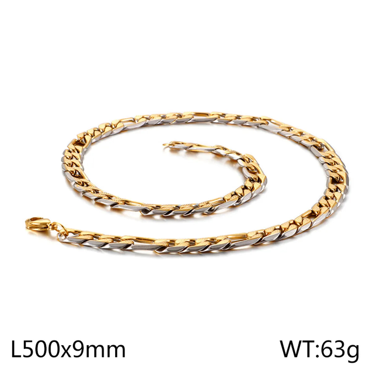 Hip-Hop Retro Color Block Titanium Steel Chain 18K Gold Plated Men'S Necklace