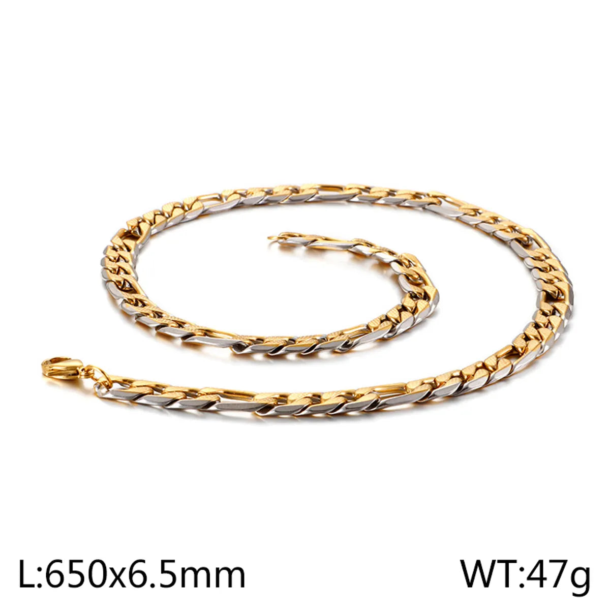 Hip-Hop Retro Color Block Titanium Steel Chain 18K Gold Plated Men'S Necklace