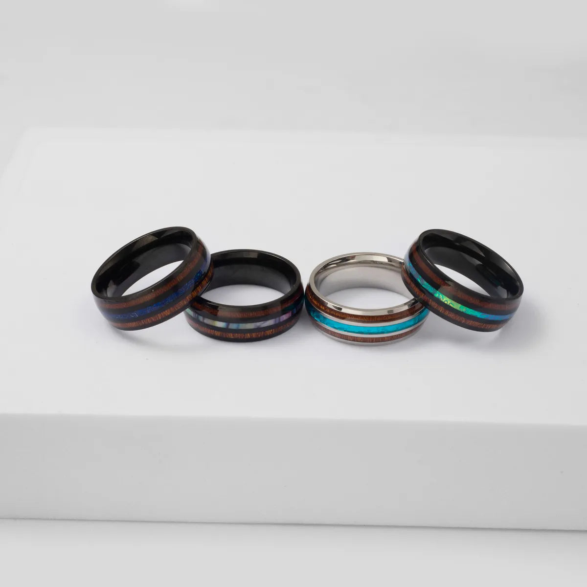 Hip-Hop Retro Color Block Titanium Steel Epoxy Men'S Rings