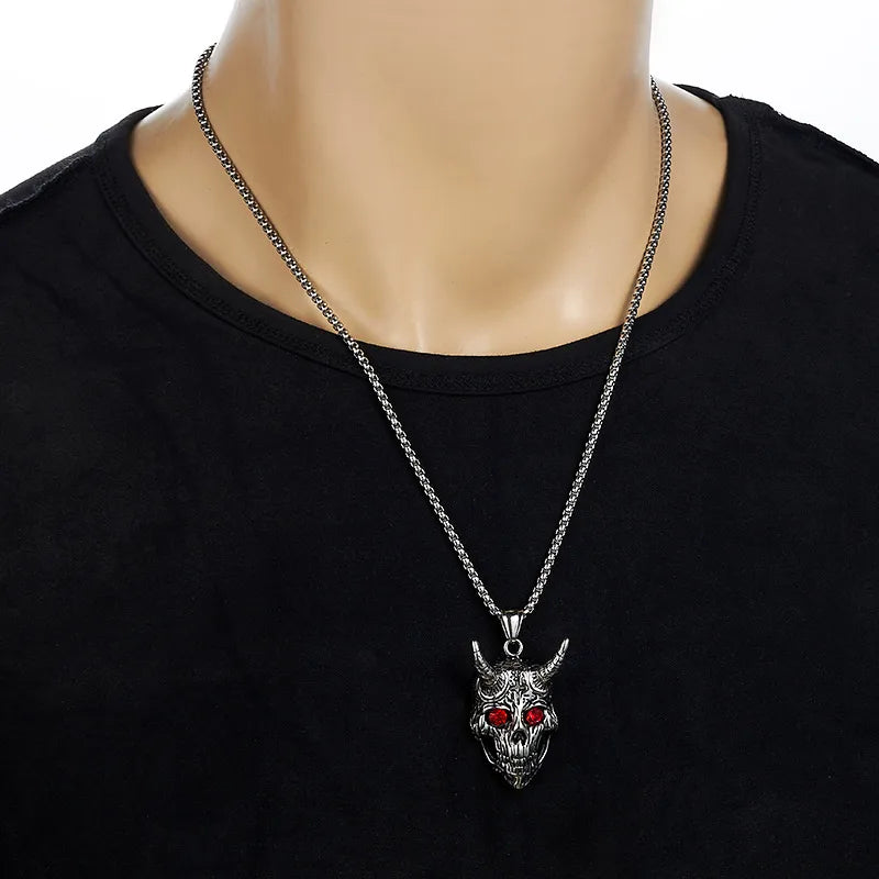 Hip-Hop Retro Color Block Titanium Steel Halloween Men'S Pendant Necklace