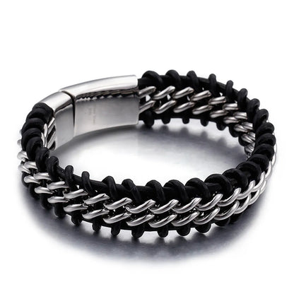 Hip-Hop Retro Color Block Titanium Steel Plating 18K Gold Plated Men'S Bracelets