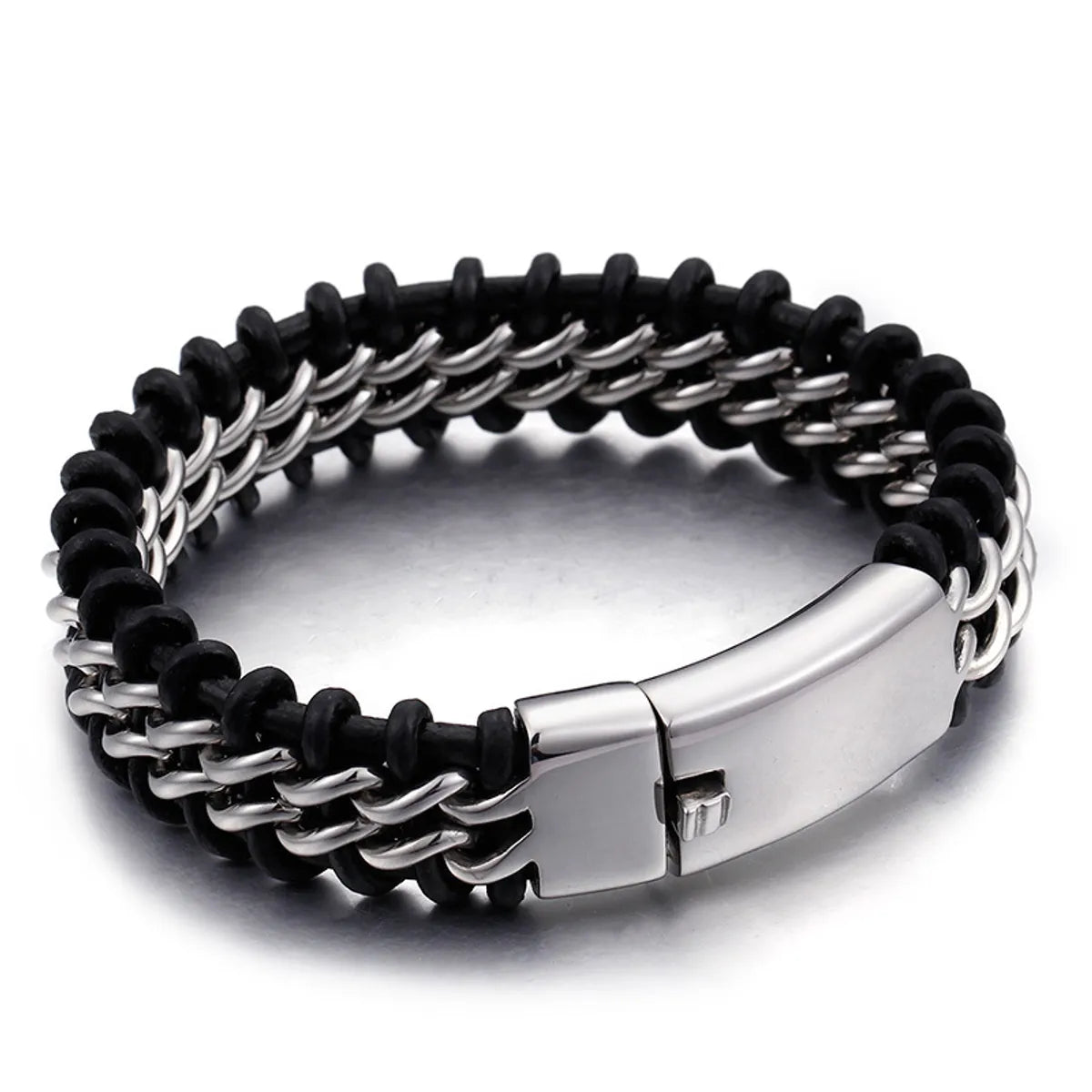 Hip-Hop Retro Color Block Titanium Steel Plating 18K Gold Plated Men'S Bracelets