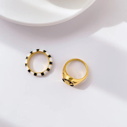 Hip-hop Retro Color Block Titanium Steel Plating Gold Plated Rings