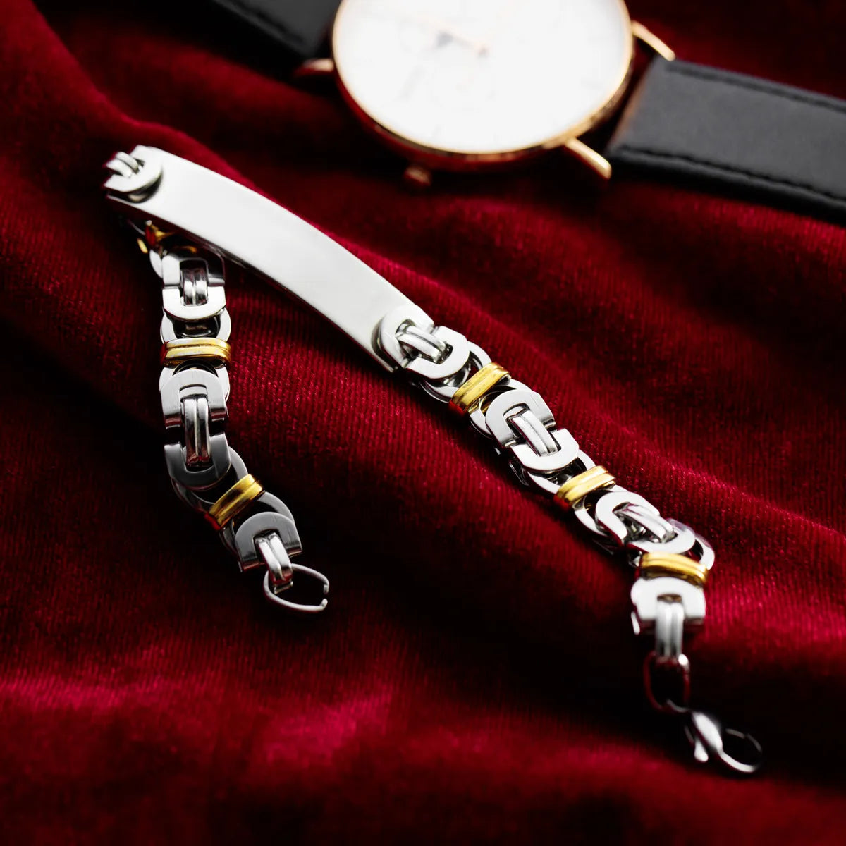 Hip-Hop Retro Color Block Titanium Steel Plating Men'S Bracelets