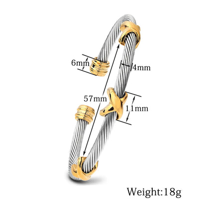 Hip-hop Retro Color Block Titanium Steel Polishing Bangle