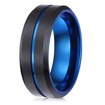 Hip-Hop Retro Color Block Tungsten Steel Men'S Rings