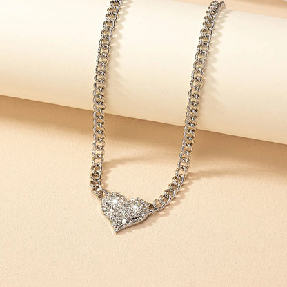 Hip-hop Retro Commute Heart Shape Alloy Inlay Rhinestones Women's Necklace