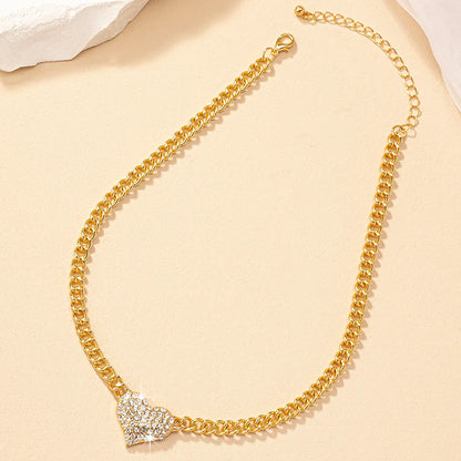 Hip-hop Retro Commute Heart Shape Alloy Inlay Rhinestones Women's Necklace