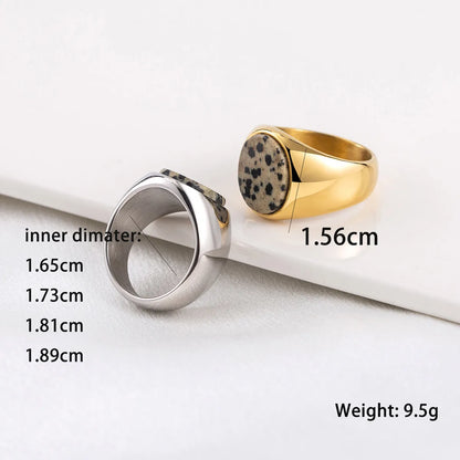 Hip-Hop Retro Cool Style Geometric 316L Stainless Steel  Polishing Inlay Natural Stone 18K Gold Plated Women'S Rings