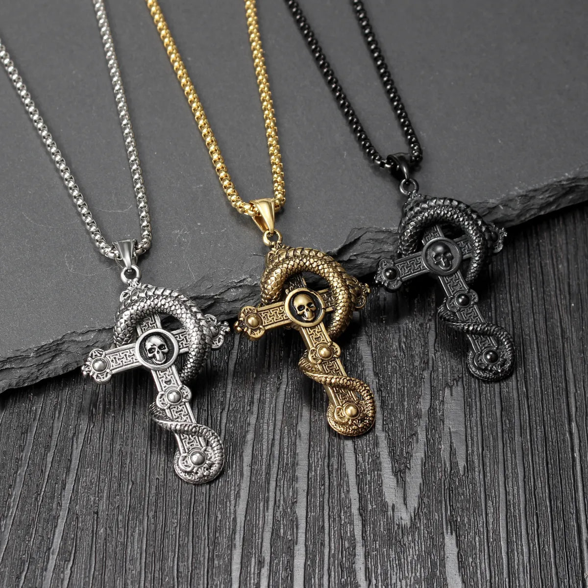 Hip-Hop Retro Cross 304 Stainless Steel Men'S Pendant Necklace