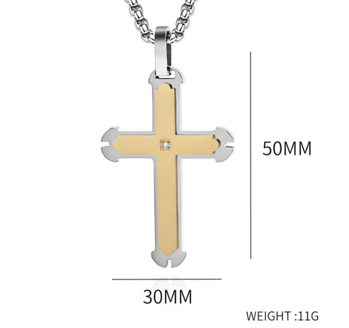 Hip-Hop Retro Cross 304 Stainless Steel Plating Inlay Zircon Men'S Pendant Necklace