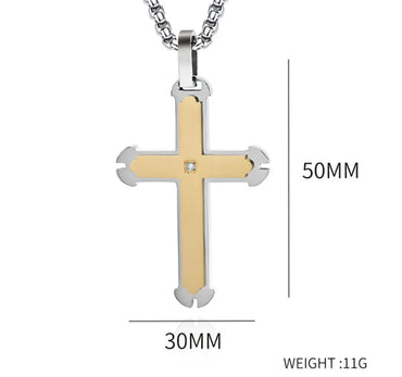 Hip-Hop Retro Cross 304 Stainless Steel Plating Inlay Zircon Men'S Pendant Necklace