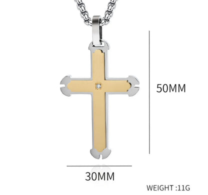 Hip-Hop Retro Cross 304 Stainless Steel Plating Inlay Zircon Men'S Pendant Necklace