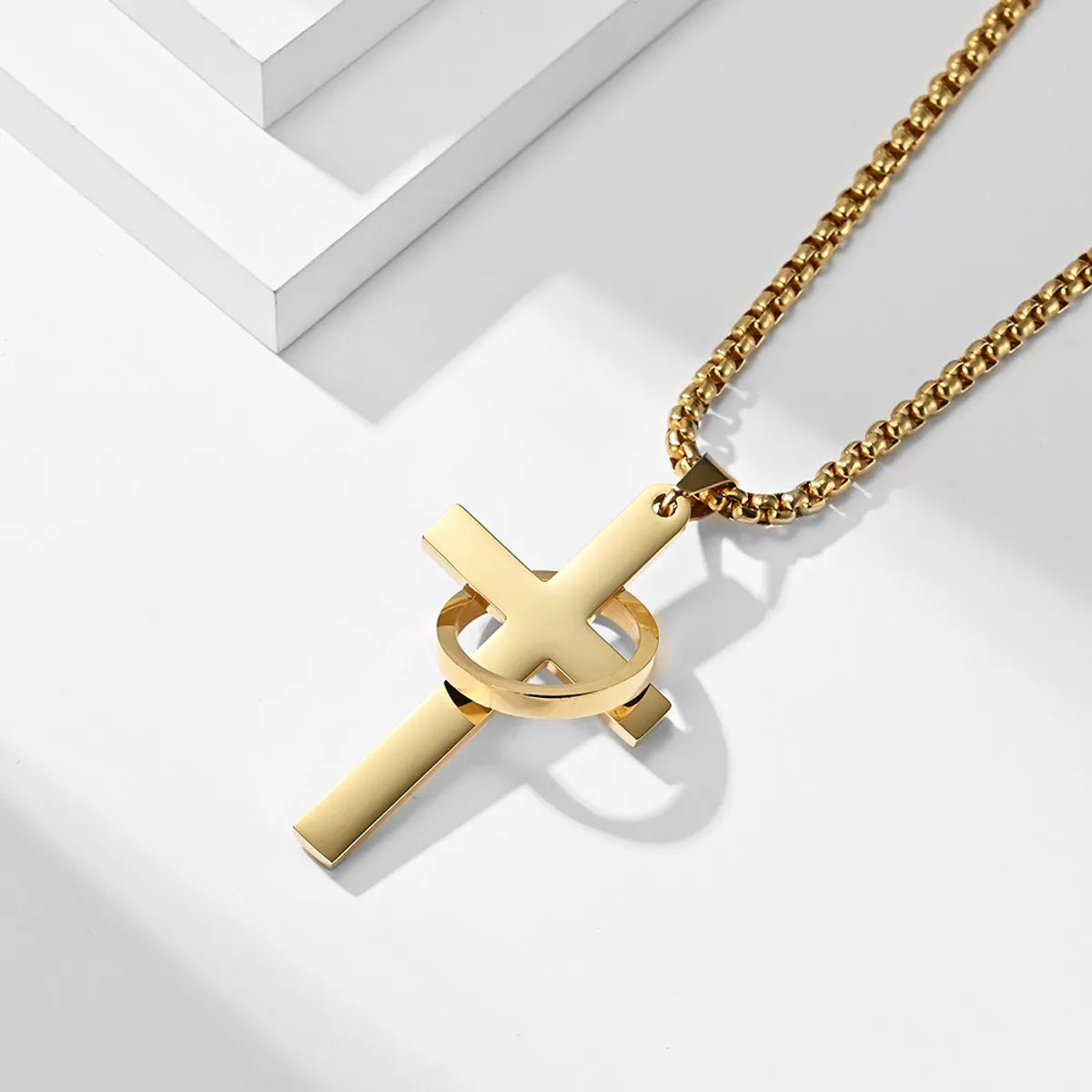 Hip-Hop Retro Cross 304 Stainless Steel Polishing Men'S Pendant Necklace