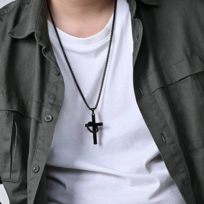 Hip-Hop Retro Cross 304 Stainless Steel Polishing Men'S Pendant Necklace