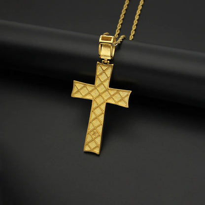 Hip-Hop Retro Cross 316 Stainless Steel  Inlay Rhinestones Unisex Pendant Necklace