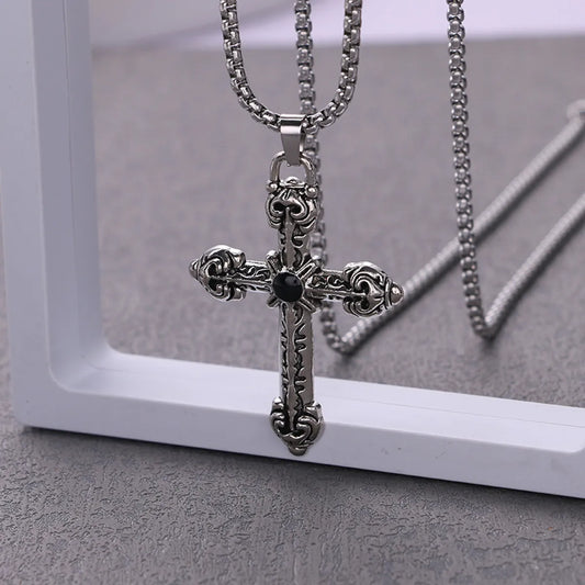 Hip-Hop Retro Cross Alloy Plating Men'S Pendant Necklace