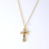 Wholesale Hip-Hop Retro Cross 304 Stainless Steel Copper Plating Inlay K Gold Plated Zircon Pendant Necklace