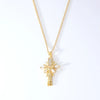 Wholesale Hip-Hop Retro Cross 304 Stainless Steel Copper Plating Inlay K Gold Plated Zircon Pendant Necklace