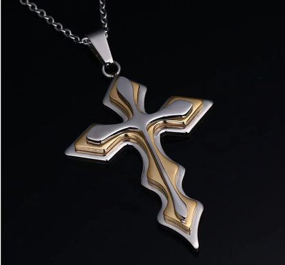 Hip-hop Retro Cross Metal Plating Gold Plated Men's Pendant Necklace