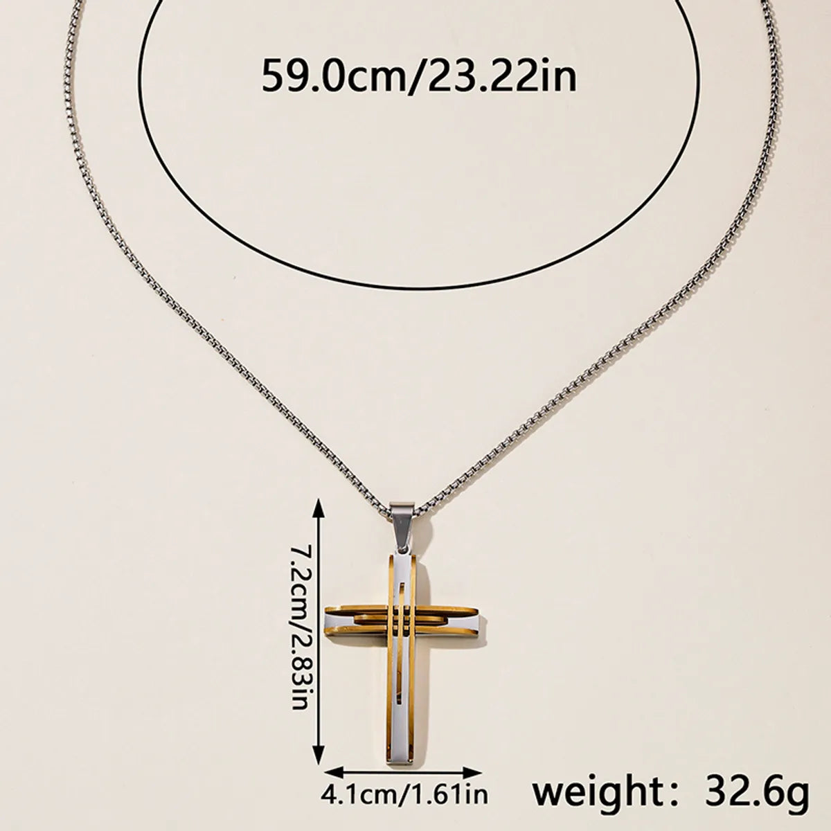 Hip-Hop Retro Cross Round Square 304 Stainless Steel Women'S Pendant Necklace