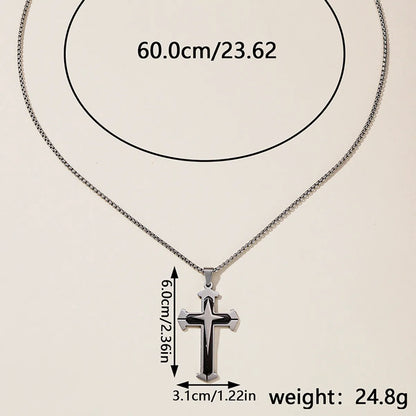 Hip-Hop Retro Cross Round Square 304 Stainless Steel Women'S Pendant Necklace