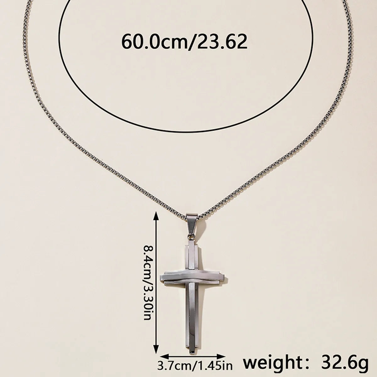 Hip-Hop Retro Cross Round Square 304 Stainless Steel Women'S Pendant Necklace