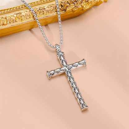 Hip-Hop Retro Cross Spider Titanium Steel Inlay Zircon Pendant Necklace