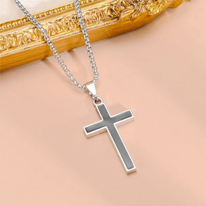 Hip-Hop Retro Cross Spider Titanium Steel Inlay Zircon Pendant Necklace