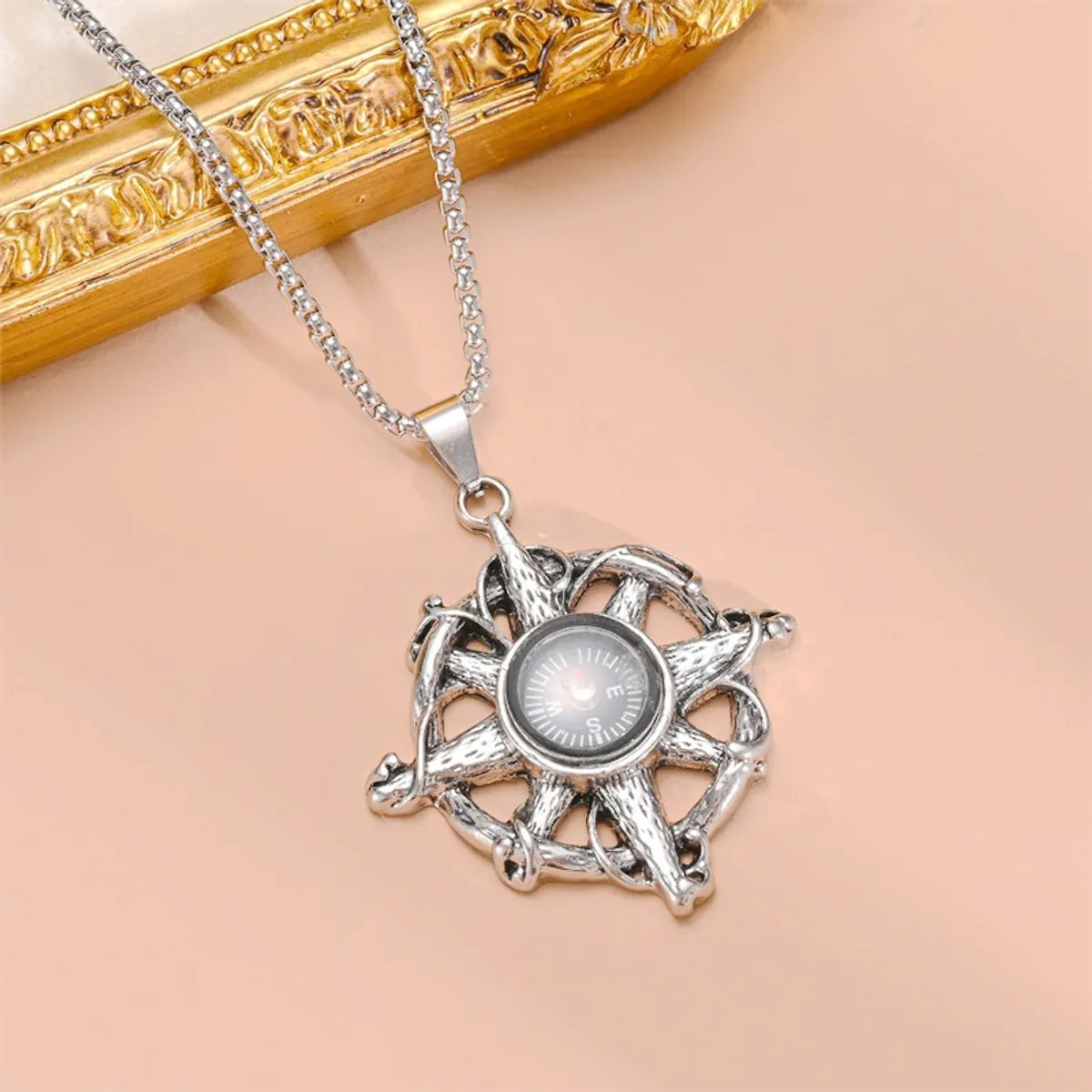 Hip-Hop Retro Cross Spider Titanium Steel Inlay Zircon Pendant Necklace